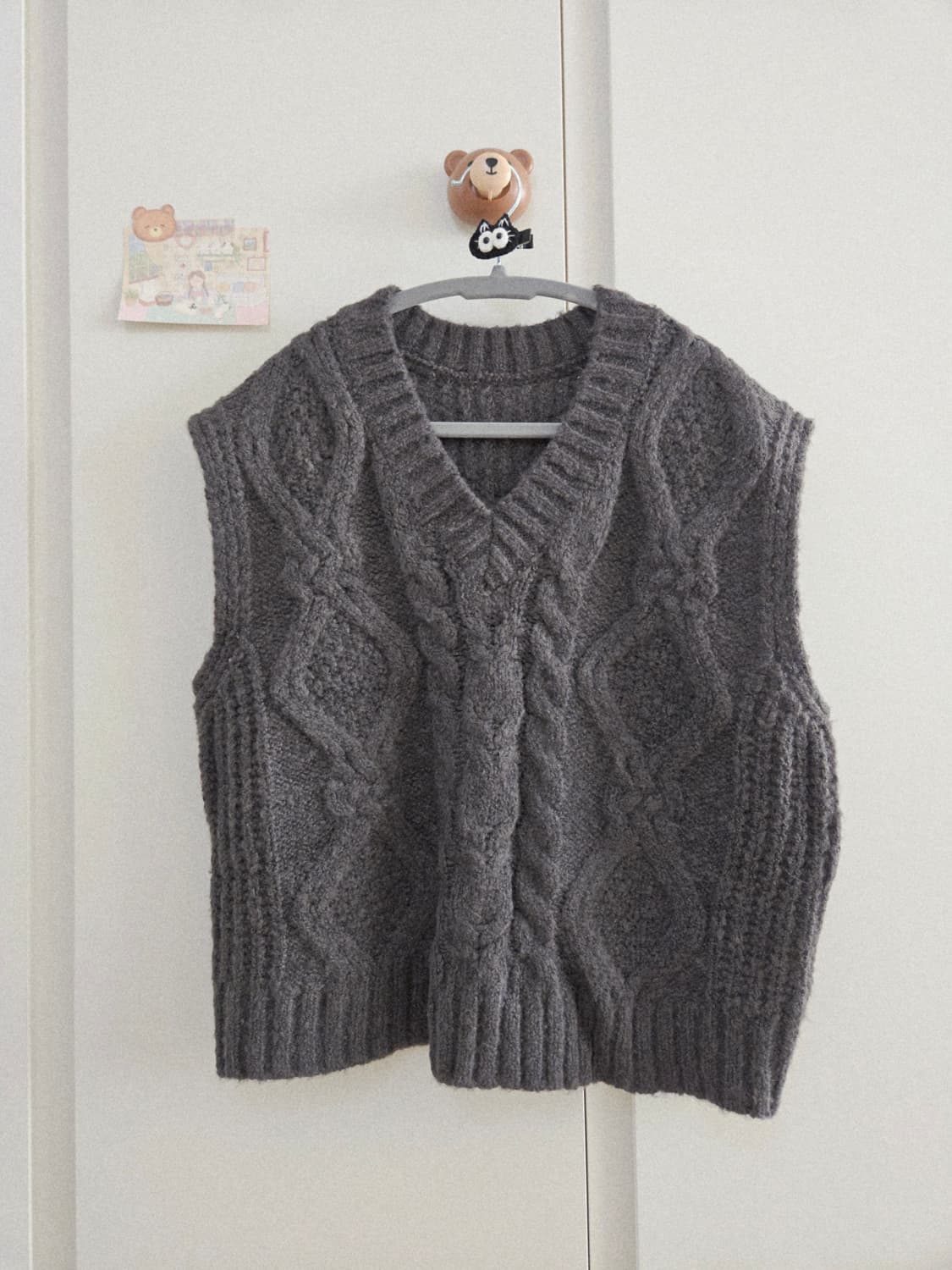 차콜 니트 조끼 베스트 상품이미지1