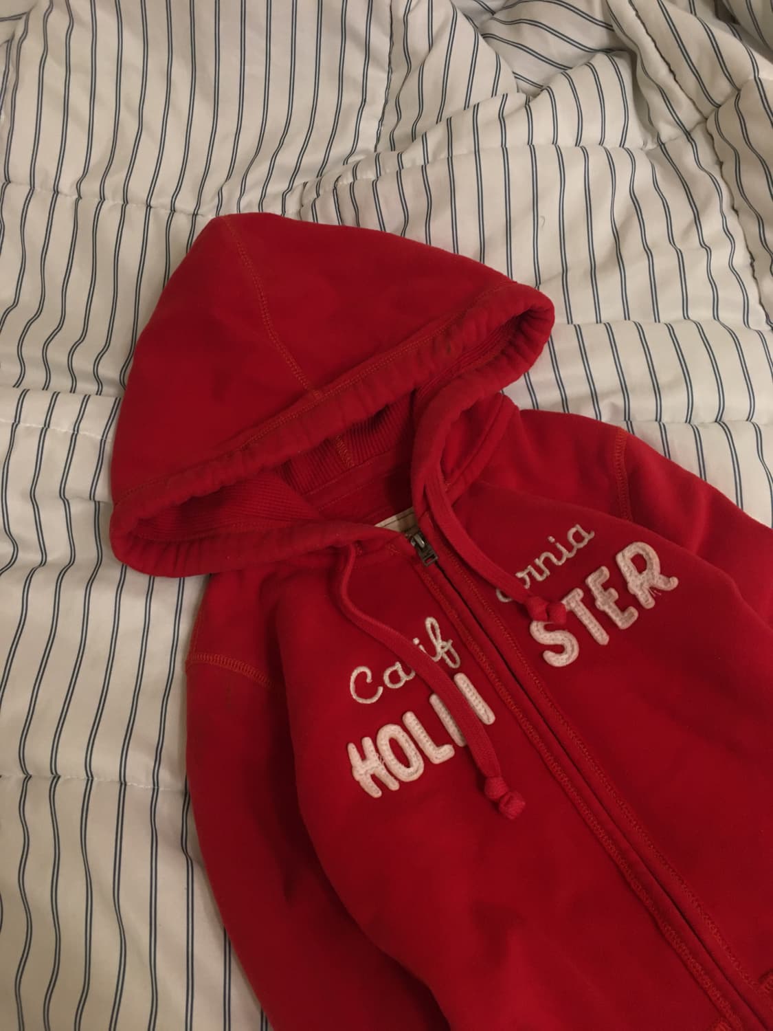 (딱붙핏) 홀리스터 레드 후드집업 S 상품이미지1