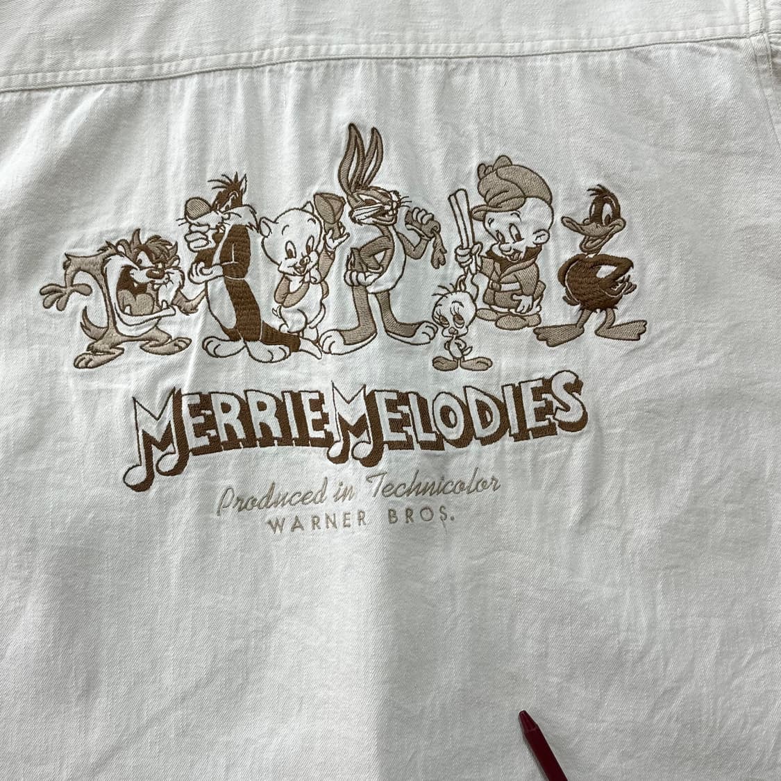 90s 루니툰즈 에크루 데님 셔츠 S 상품이미지3