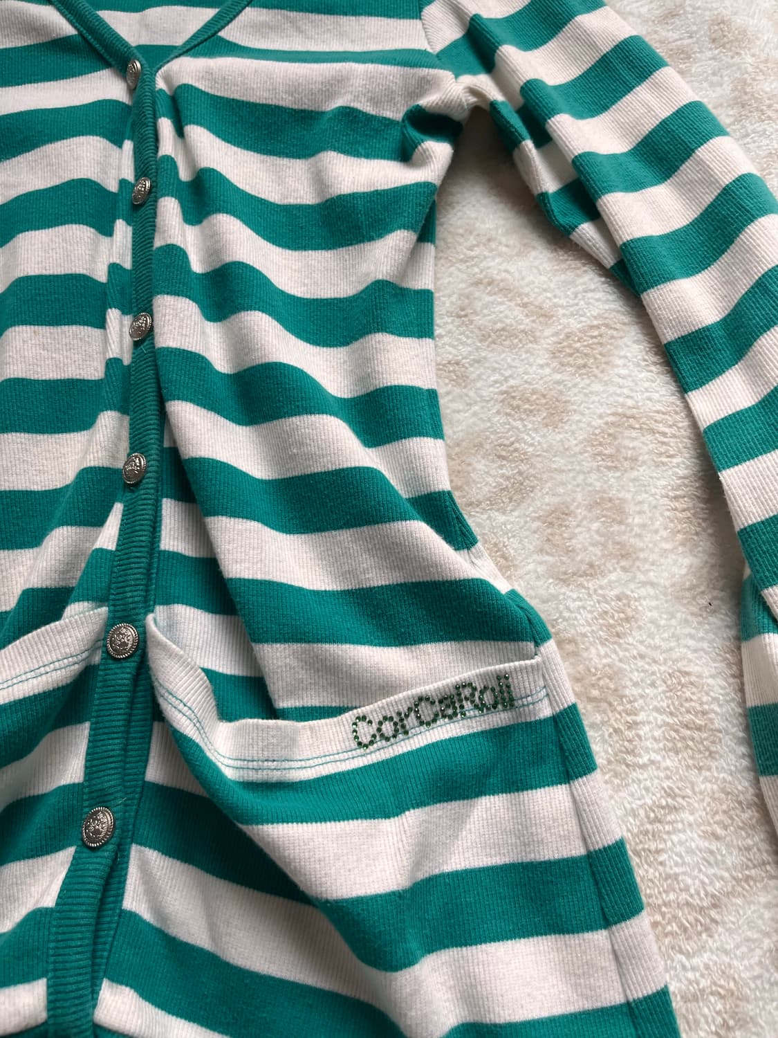 CorcaRoli Mint striped ribbed cardigan 상품이미지3