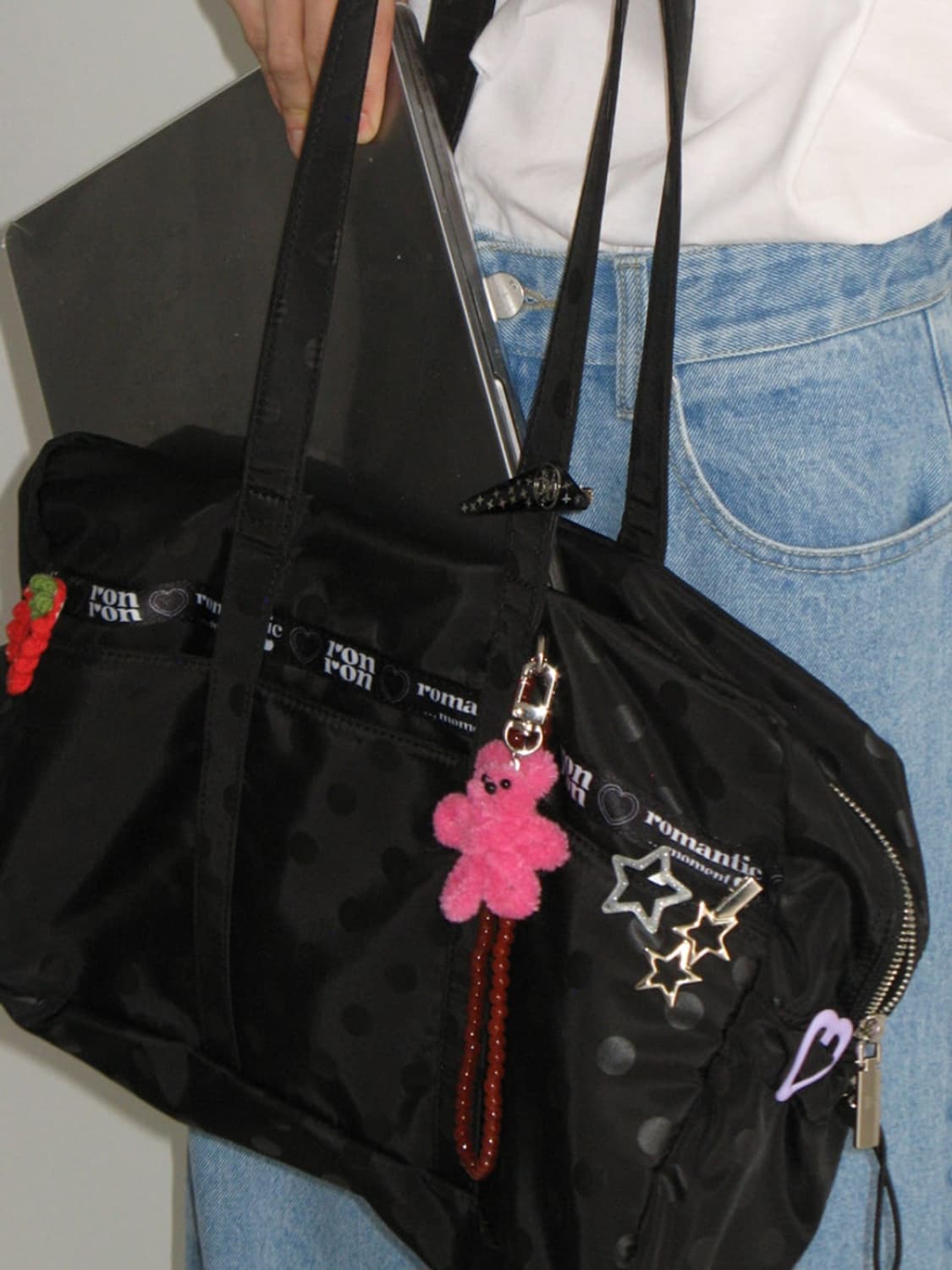 론론 더플백 블랙 도트 상품이미지2