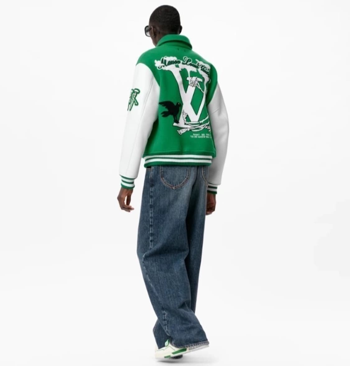 (S+ / 46) / 루이비통 레더 자수 그린 바시티 자켓 상품이미지10