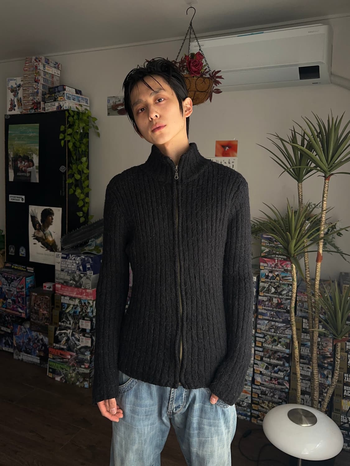 5351 Pour Les Homme 슬림 루즈 니트 집업 상품이미지3