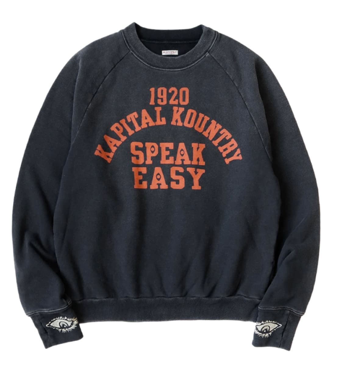 2) 캐피탈 크루넥 플리스 스웨트셔츠 맨투맨 스피크이지 컬리지 블랙 상품이미지1