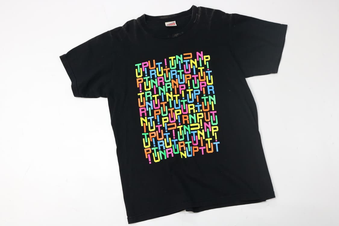 SOFFE 90s 빈티지 네온 픽셀 그래픽 블랙 티셔츠 L 상품이미지3