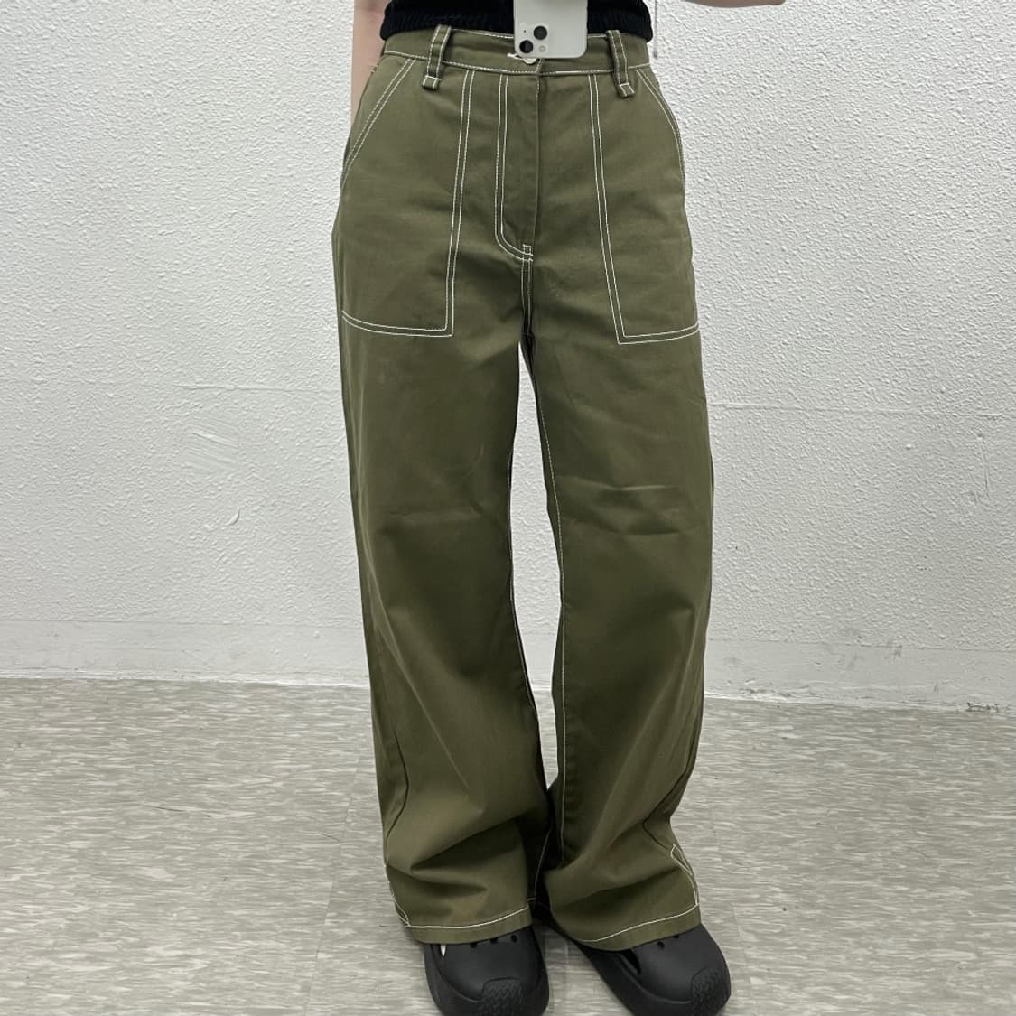 마뗑킴 스티치라인 카키 팬츠 S 상품이미지6