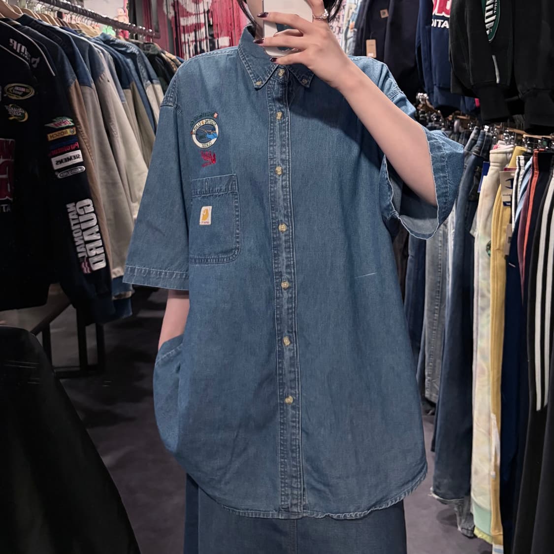 [IM] Carhartt 칼하트 데님 반팔 셔츠 중청 상품이미지3