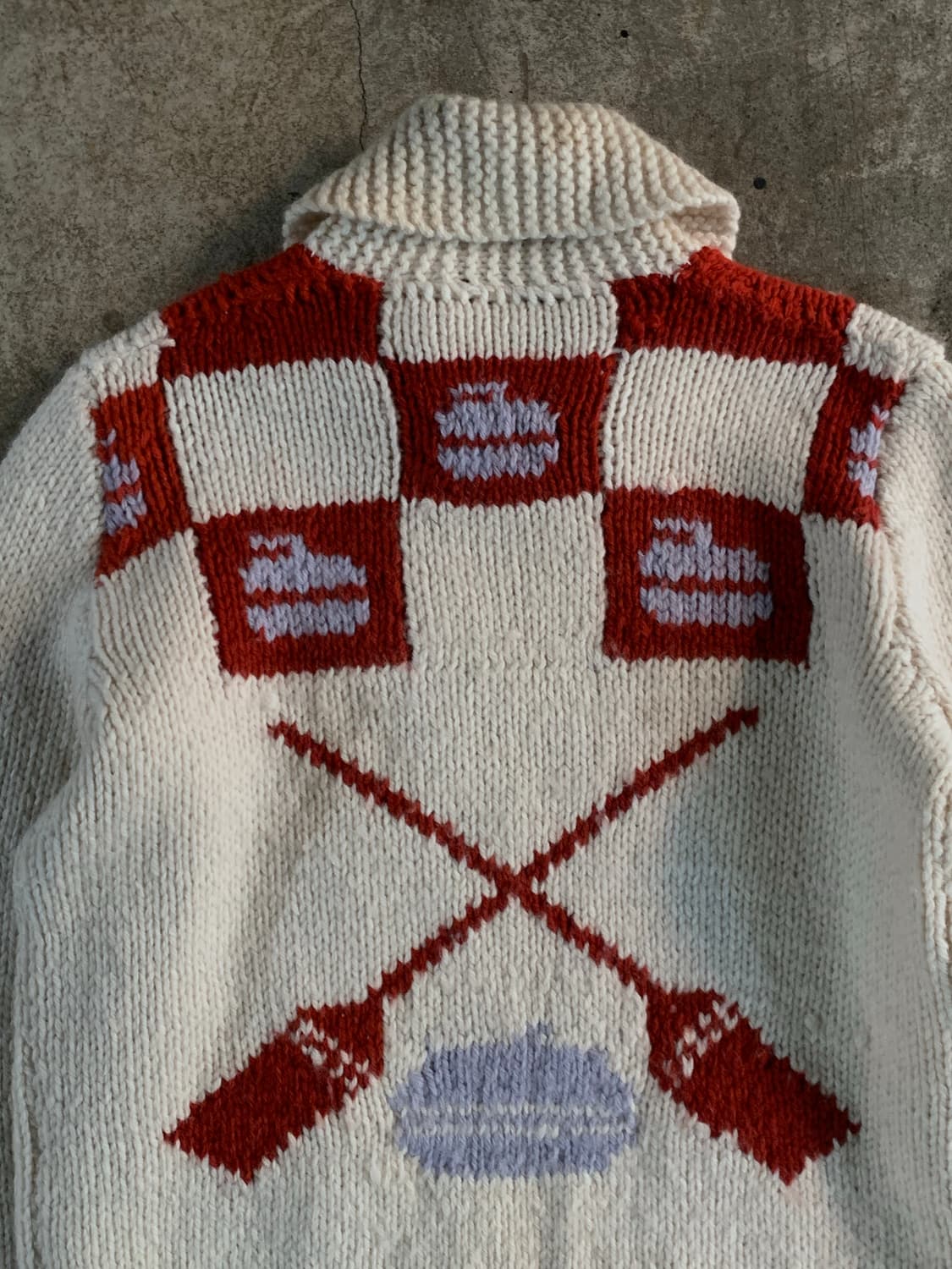 60s 핸드 니트 코위찬 집업 스웨터 컬링 상품이미지7