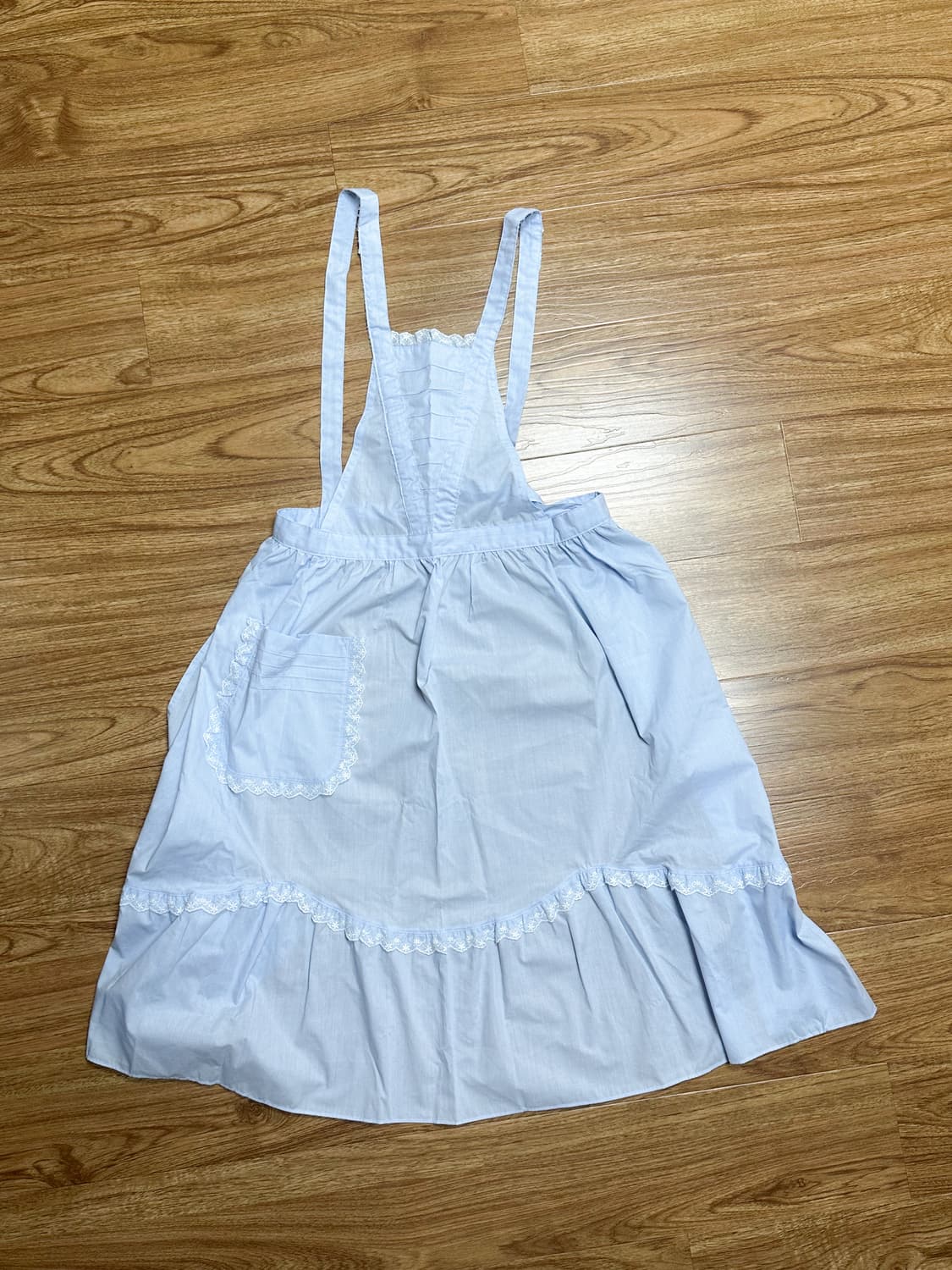빈티지 하늘색 레이스 에이프런 원피스 발레코어 히메갸루 로걀 라떼 모리걸 상품이미지1