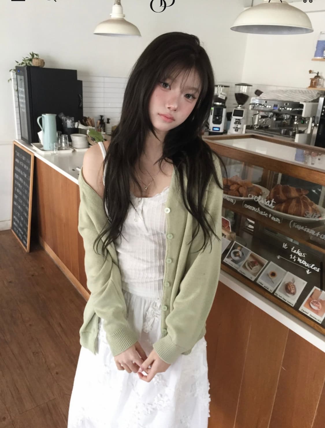 모디무드 에이블리 말차롱 데일리 하프 가디건 민트 상품이미지1