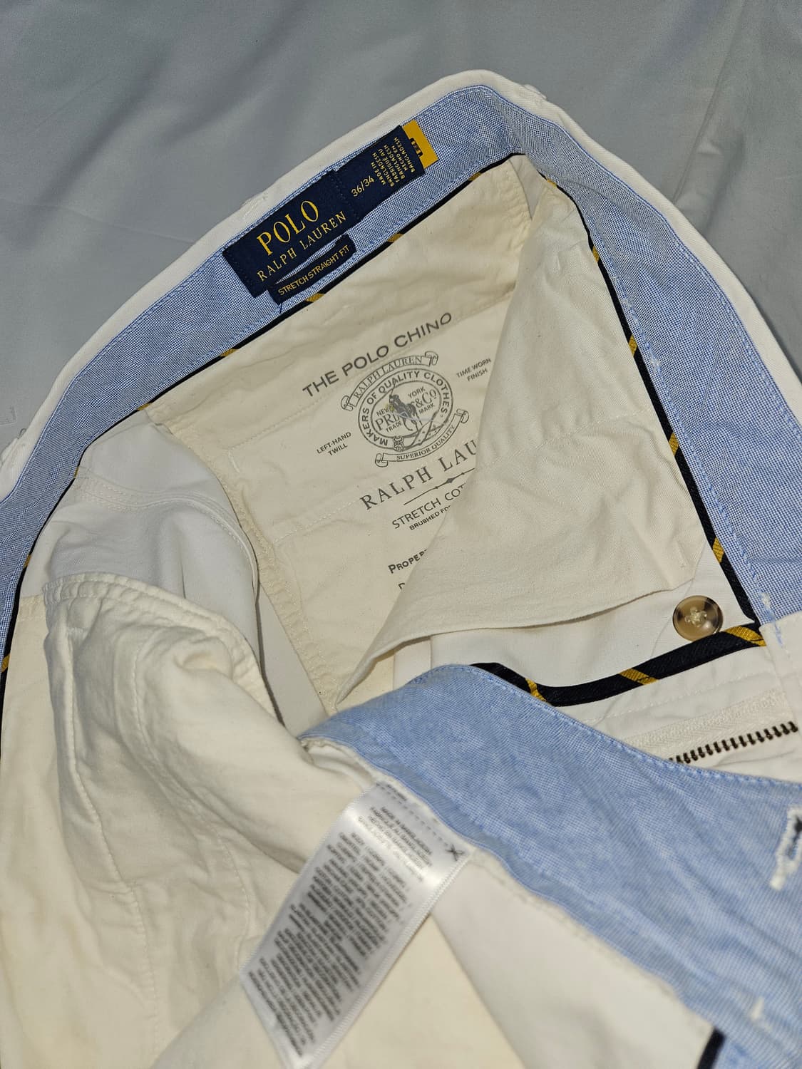 폴로 랄프로렌 신형 치노팬츠 슬랙스 패치 QR코드 정품 36x34 화이트 상품이미지3