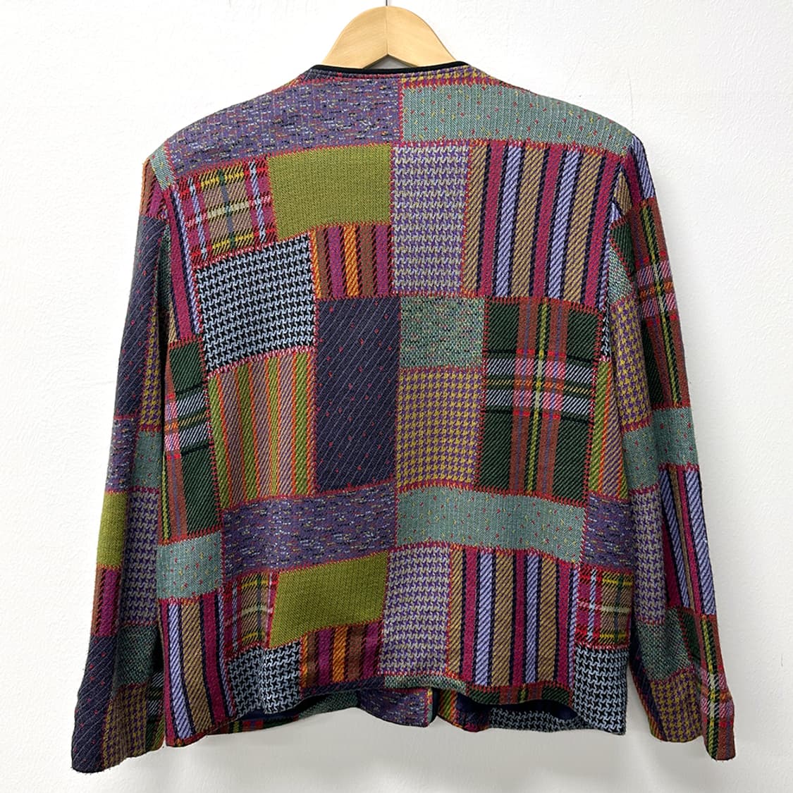 JPN 울 블렌드 토글 버튼 체크 패치워크 빈티지 자켓 여성 상품이미지4