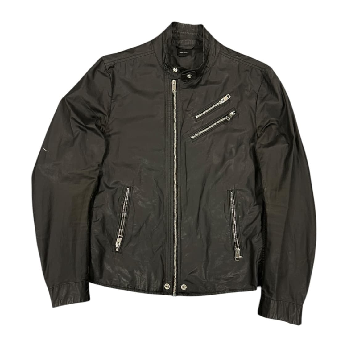 L) 디젤 블랙 코팅 코튼 바이커 자켓 상품이미지1