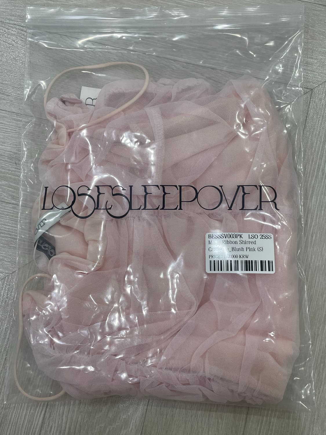 루즈슬립오버 Mesh Ribbon Shirred Camisole *Blu 상품이미지4