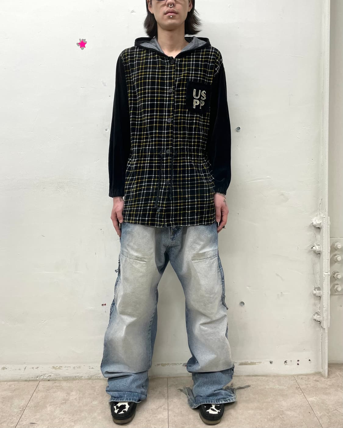 Rabbit Footprint Check Hoodie Jacket  상품이미지5