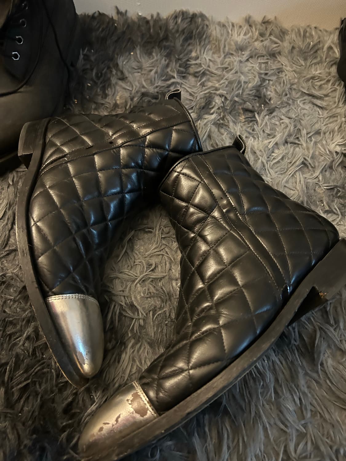 Balmain 2014ss 퀄팅 메탈 실버 부츠 상품이미지4