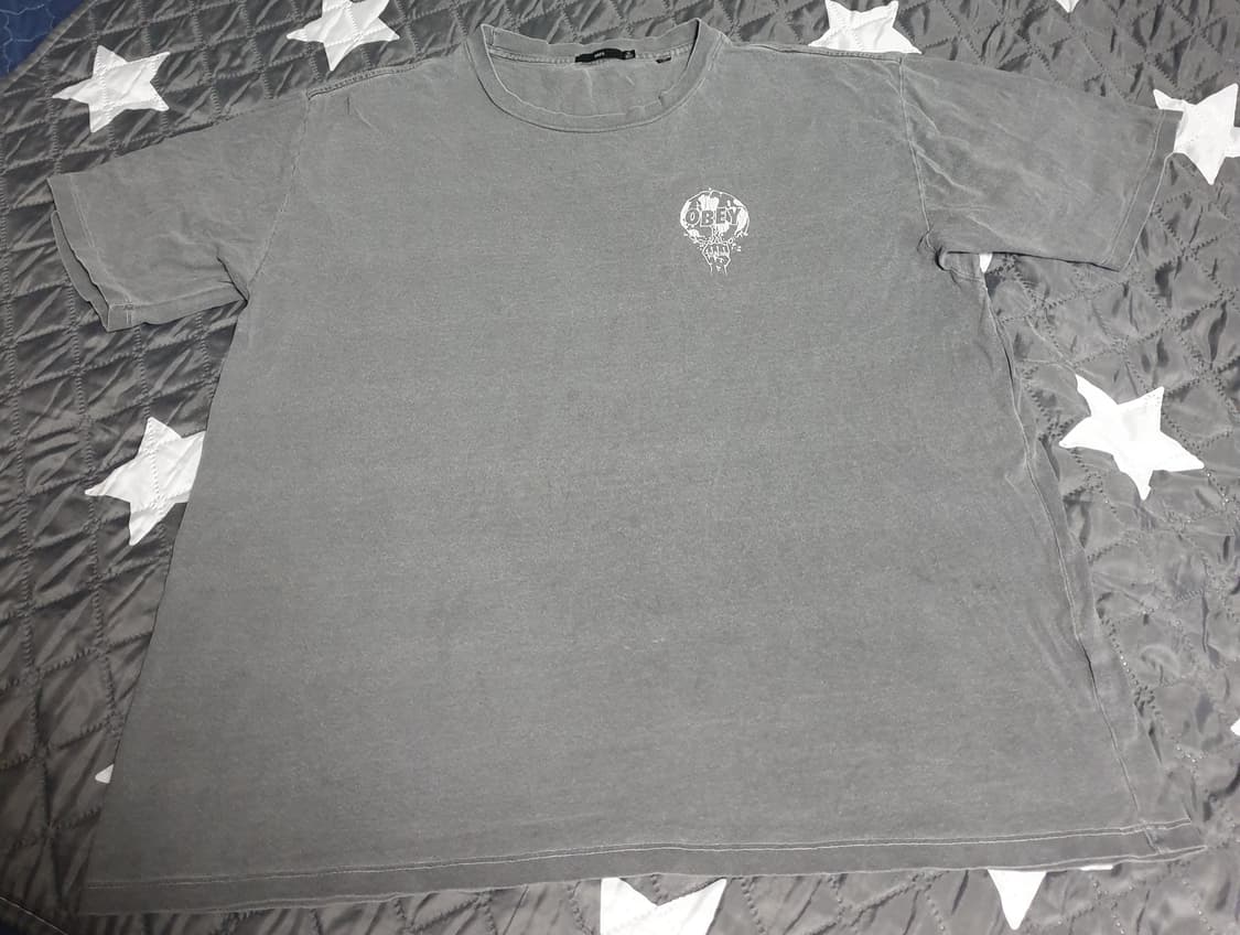 오베이 박스핏 피그먼트워싱 반팔티 그레이 (XL) 상품이미지1