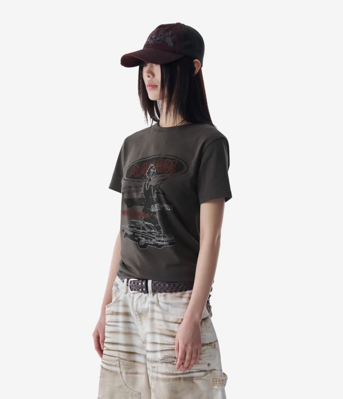 Cracked VTG Printed Half Top (Dark Gray) 상품이미지2