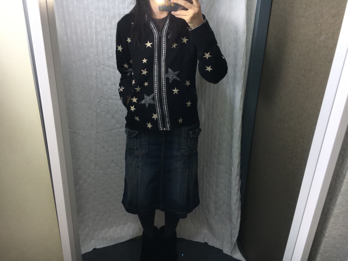 빈티지 워싱 데님 미디 스커트 상품이미지2