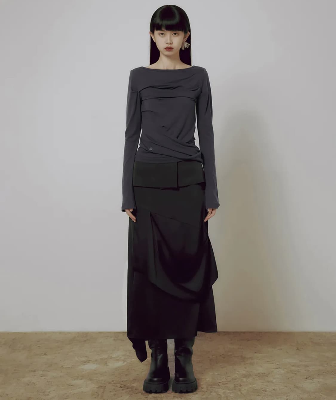 플레어업 Drape Layered Maxi Skirt 상품이미지1