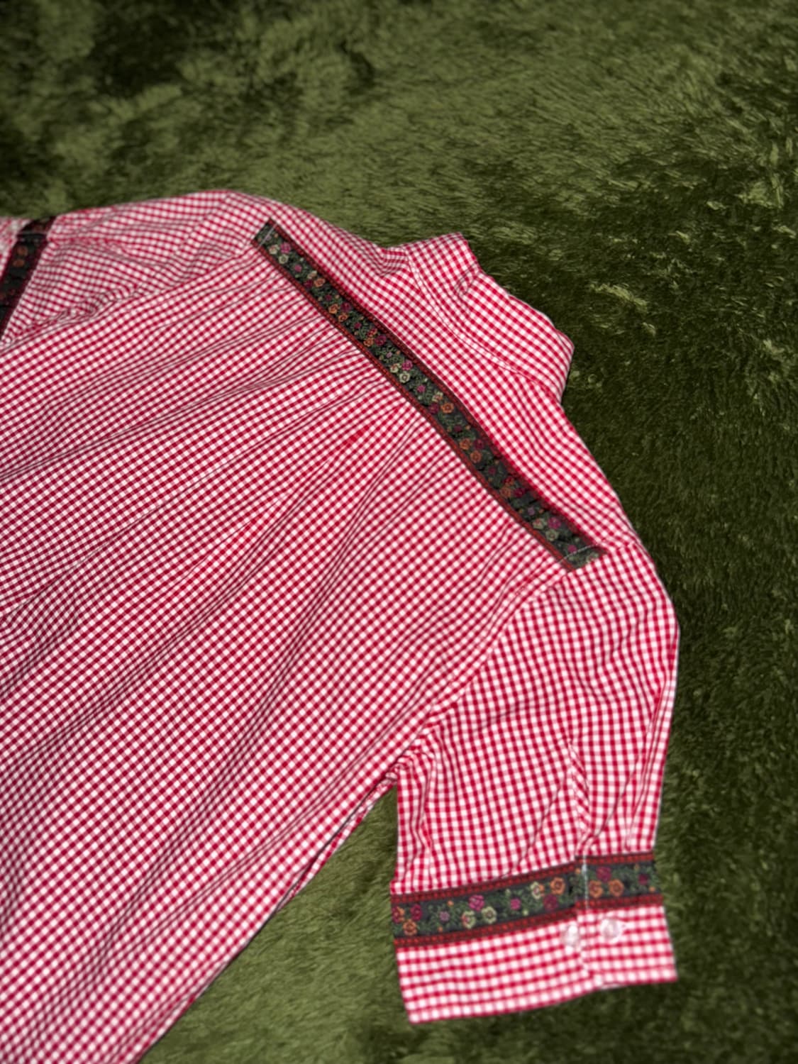 BEAMS BOY 빔즈 보이 플로랄 프린트 체크 하프 셔츠 레드 상품이미지8