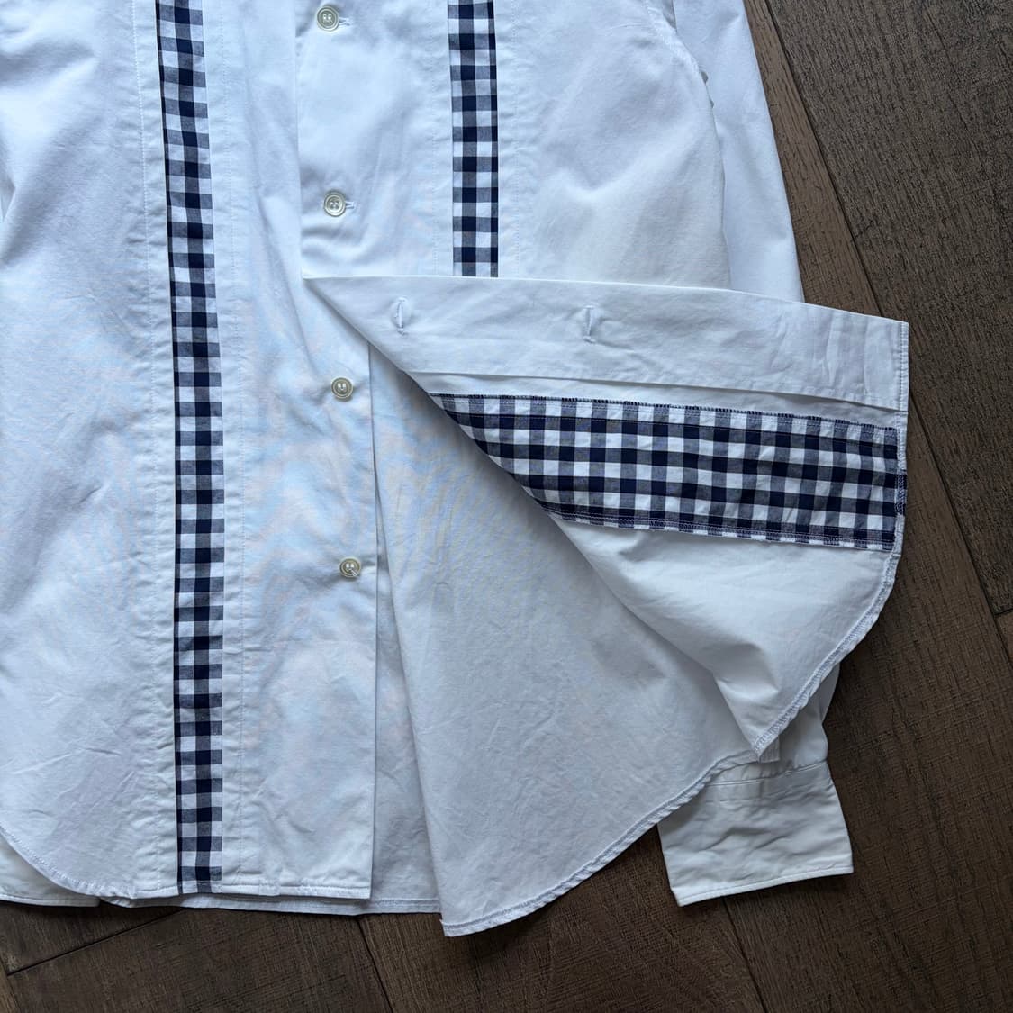 Gingham Check Fabric Block Blouse 상품이미지5