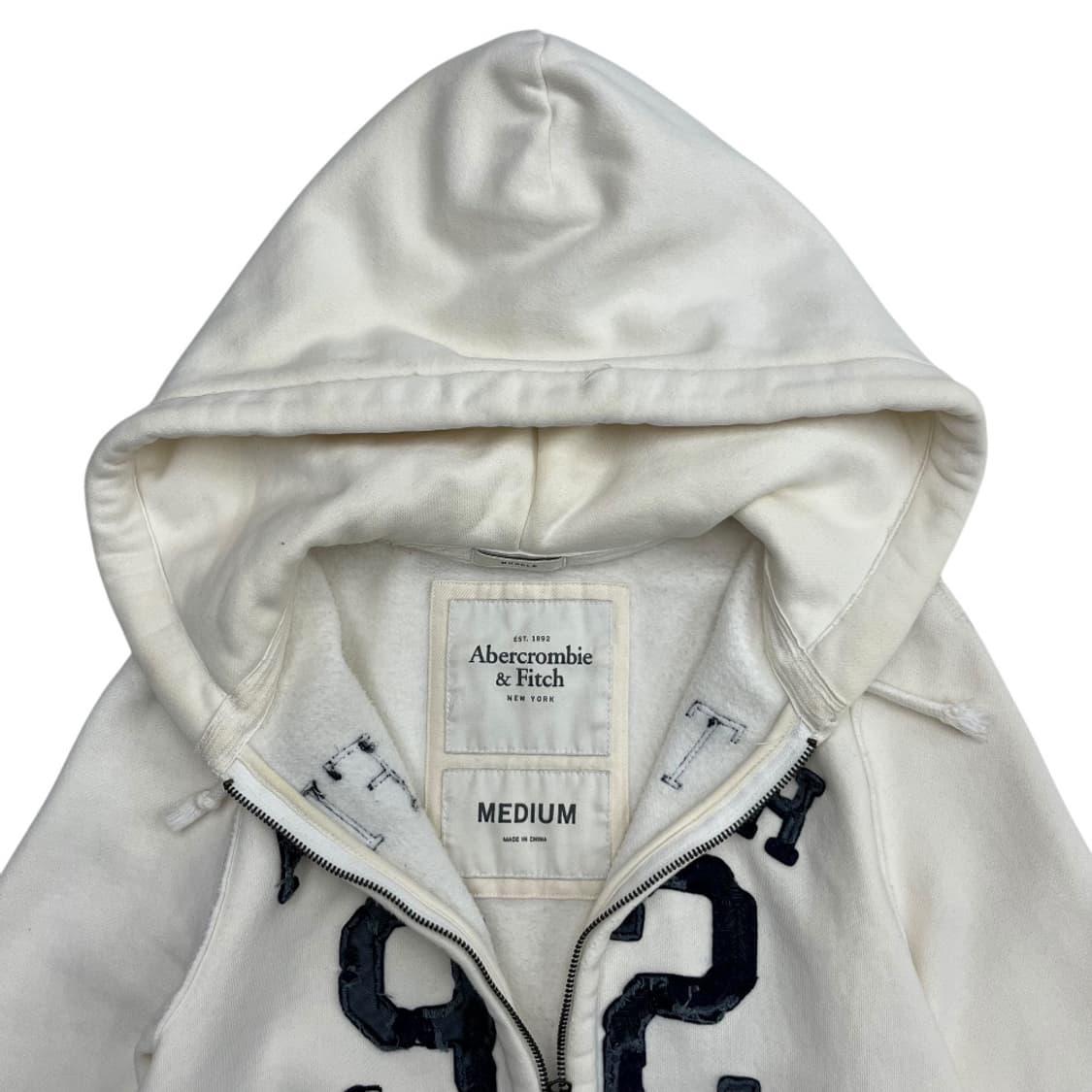 아베크롬비 네이비 센터로고 아이보리 후드집업 M 상품이미지5