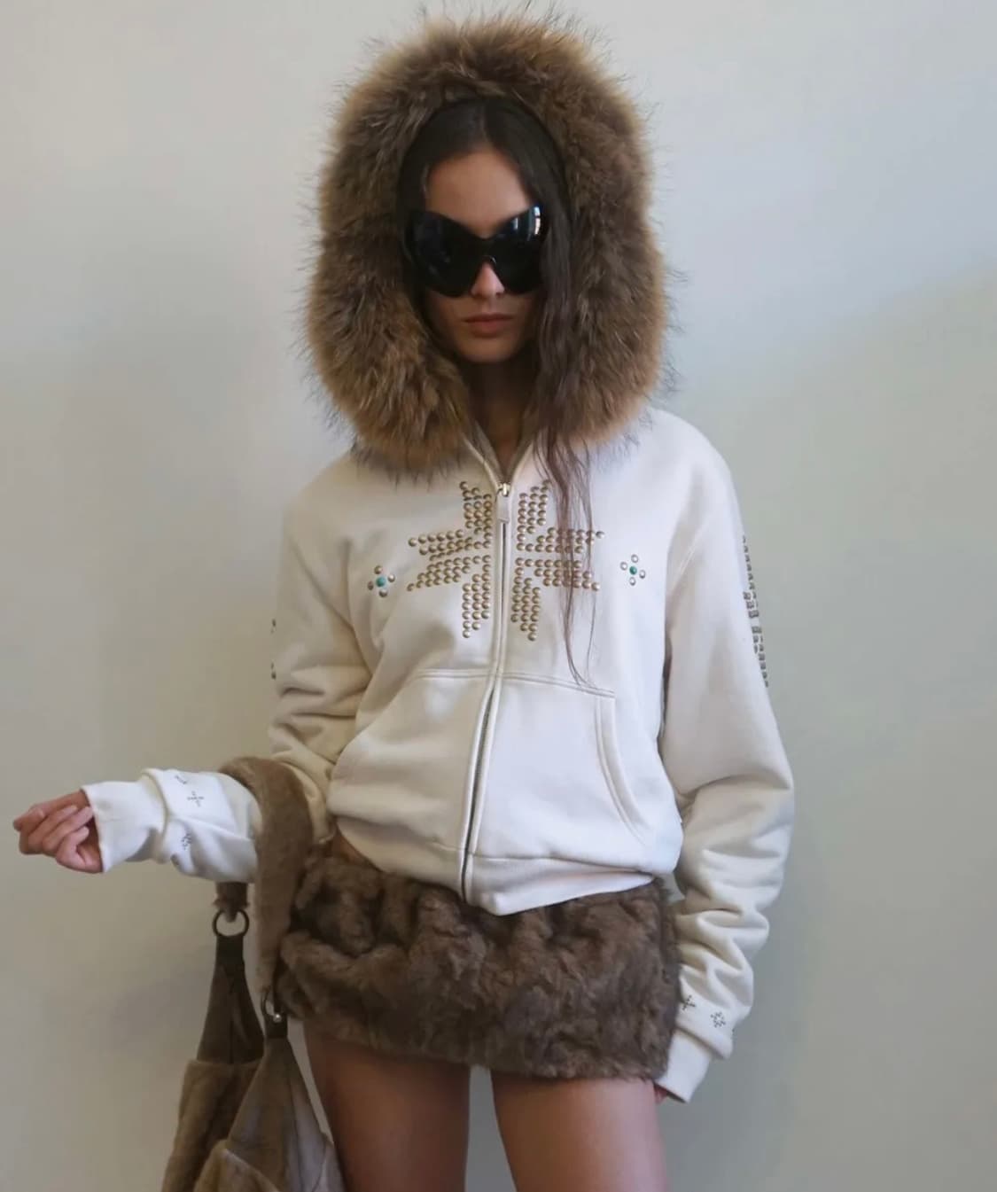 스컬프터 퍼 트리밍 후드집업 상품이미지1