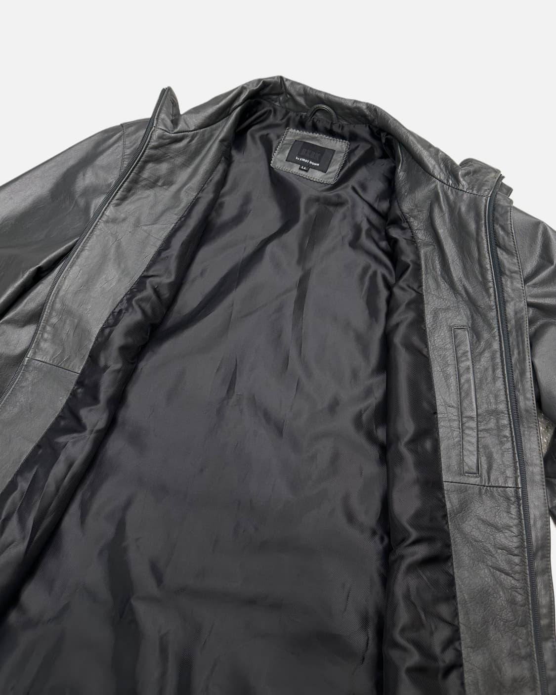 BXBK grey leather zip-up jacket 상품이미지6