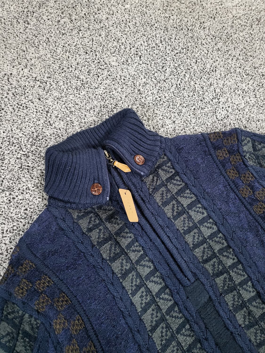 Belle Jeanne 하프집업 패턴 니트 (네이비) 상품이미지2