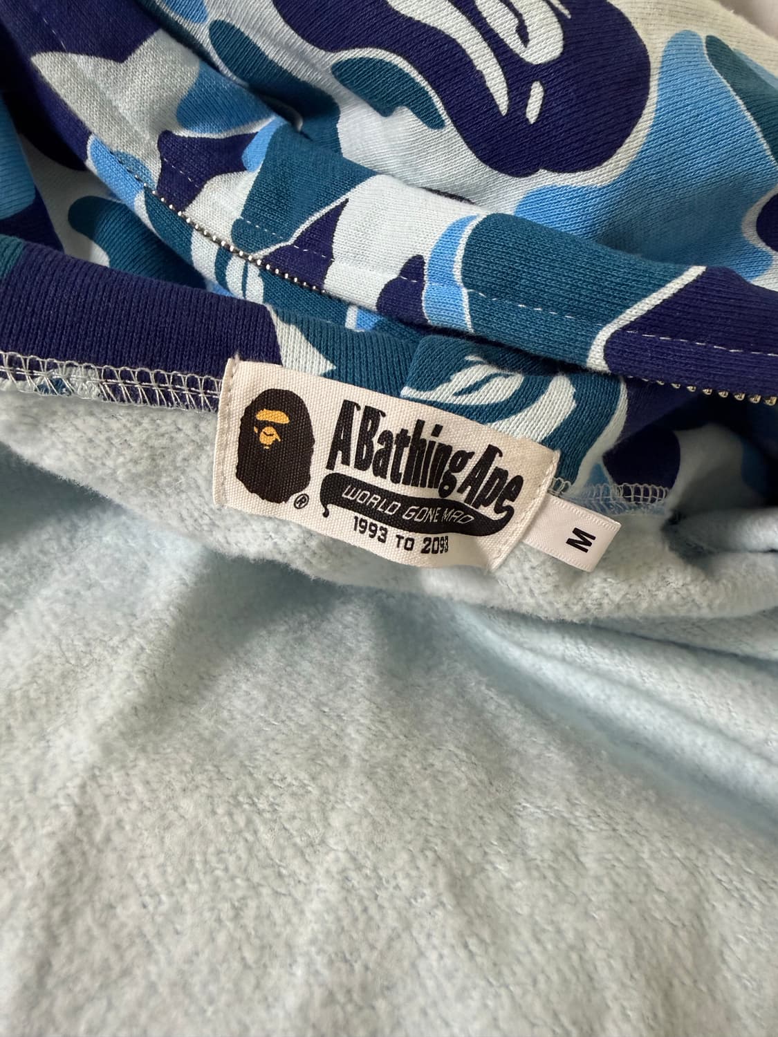 베이프 ABC 카모 로고 립 풀 집 후드 블루 후드집업 상품이미지2