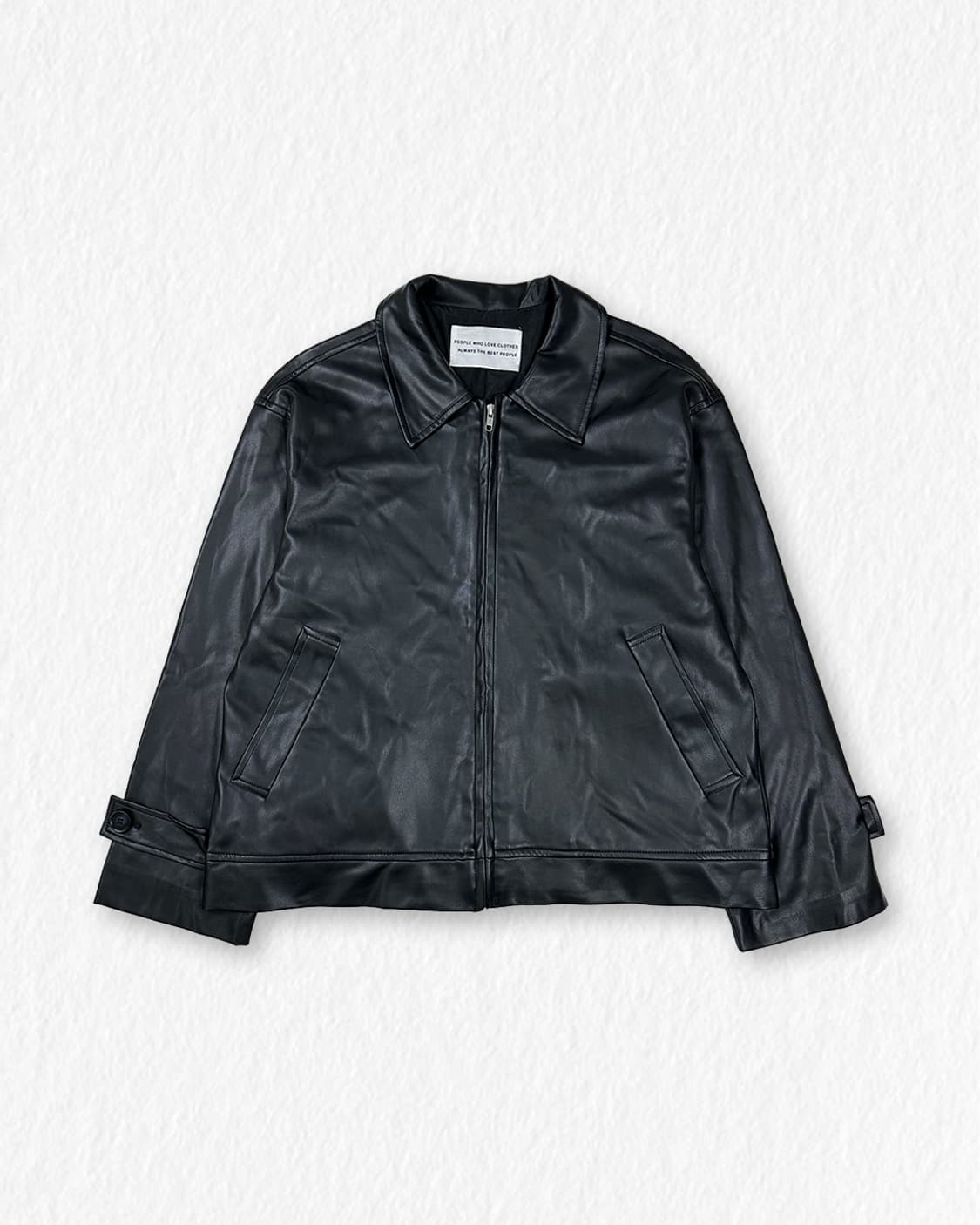 폴리우레탄 미니멀 레더 자켓 상품이미지1