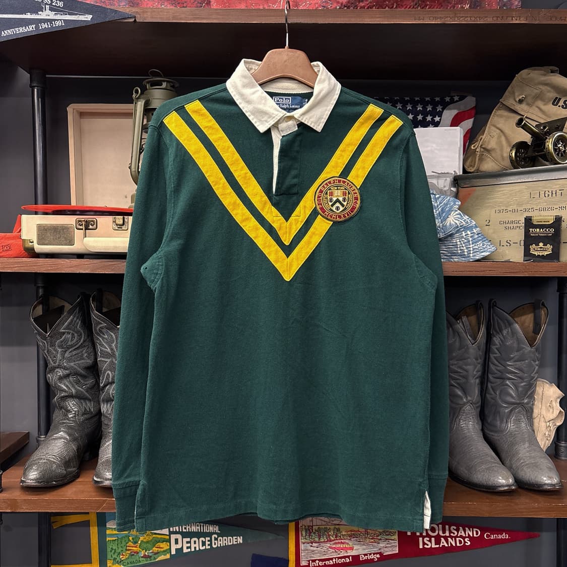 90s 폴로 랄프로렌 V-쉐브론 스트라이프 프레피 와펜 럭비티 N807 상품이미지1