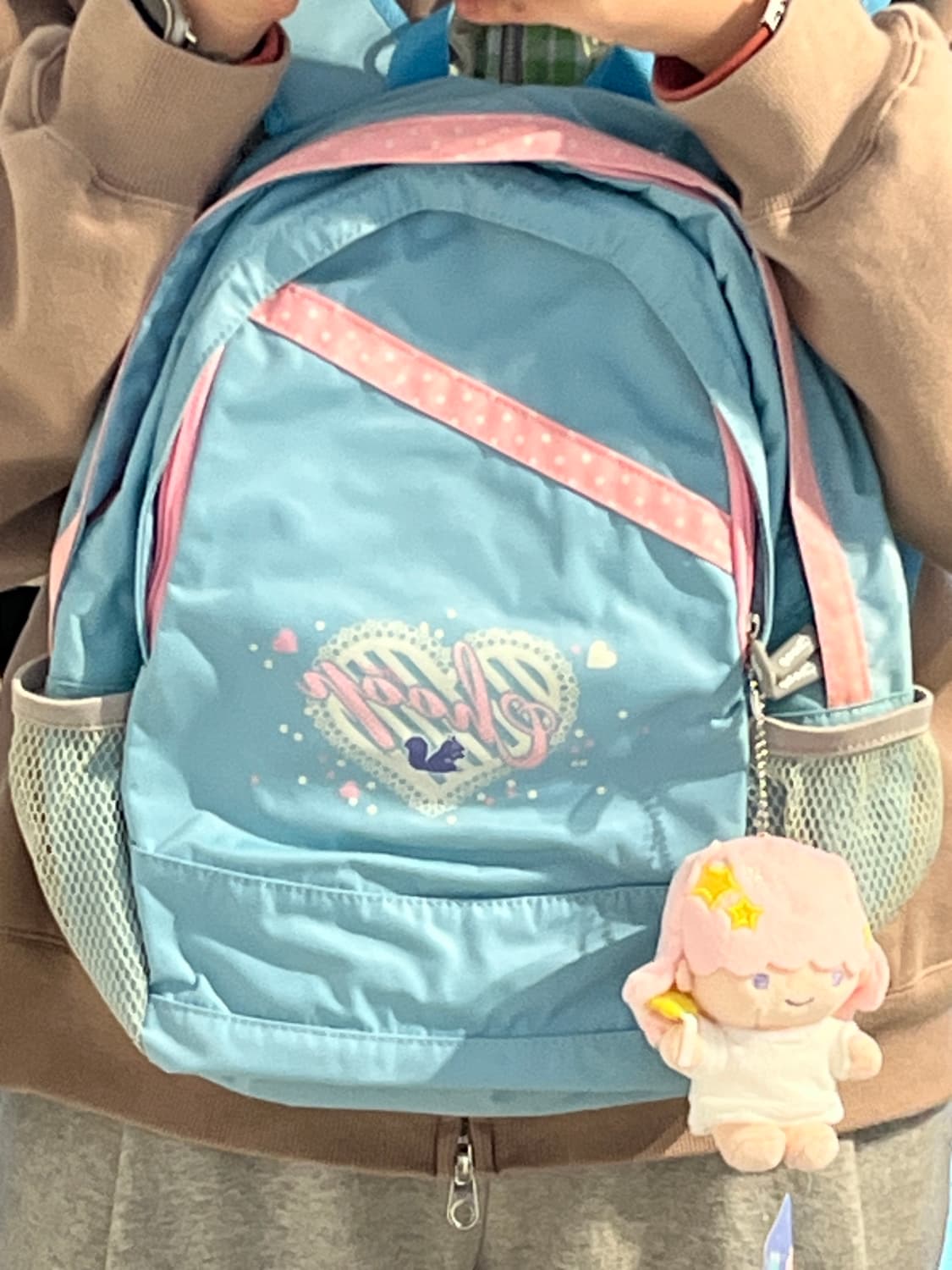 핑크 도트 포인트 블루 백팩 🌀오른쪽 상품이미지3