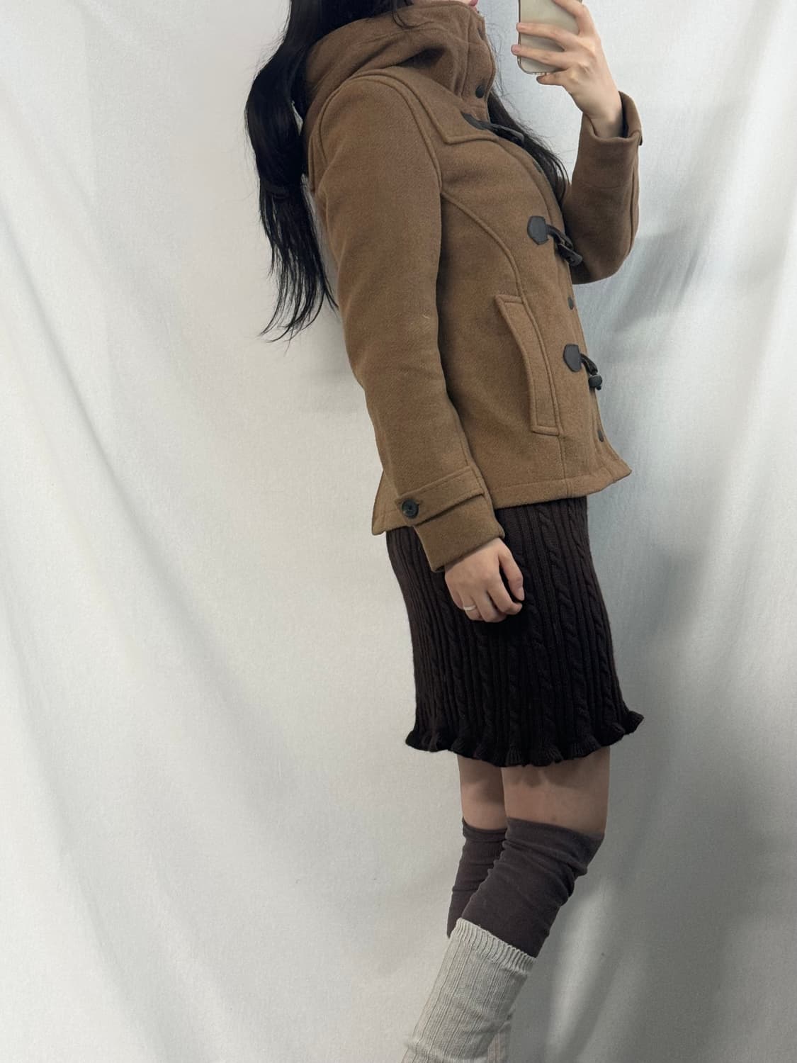 하레 울 블렌디드 하이넥 더플 버튼 코트 상품이미지8