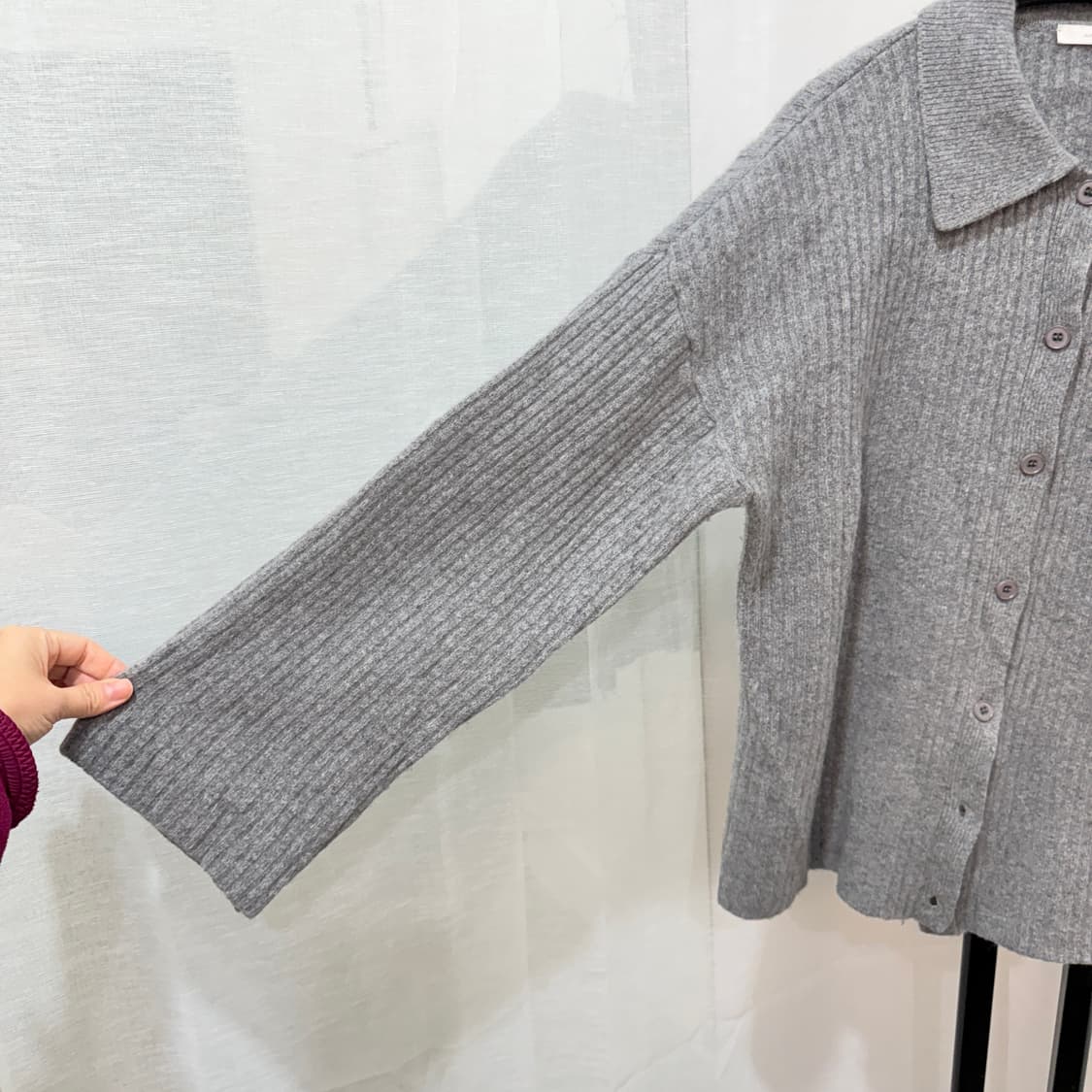 츄니토리 캐시미어 울 카라 단추 긴팔가디건 4070 상품이미지3