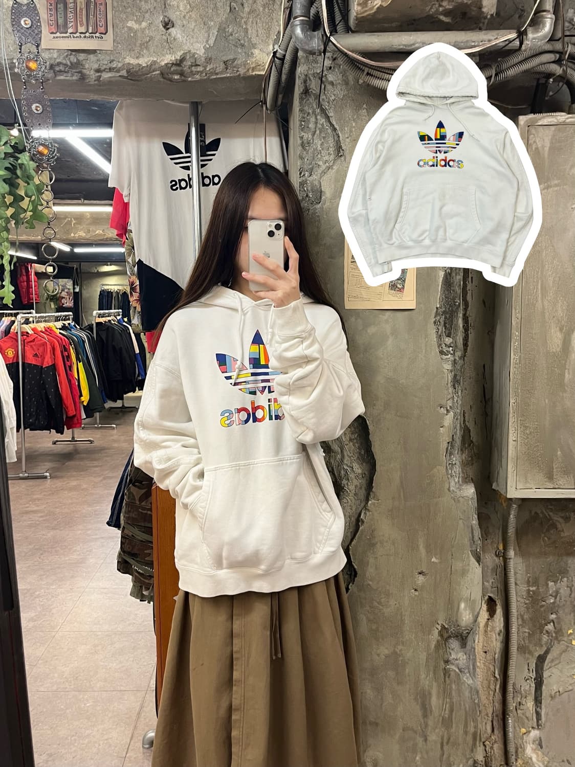 아디다스 후드티 화이트 L #csz1661 상품이미지1