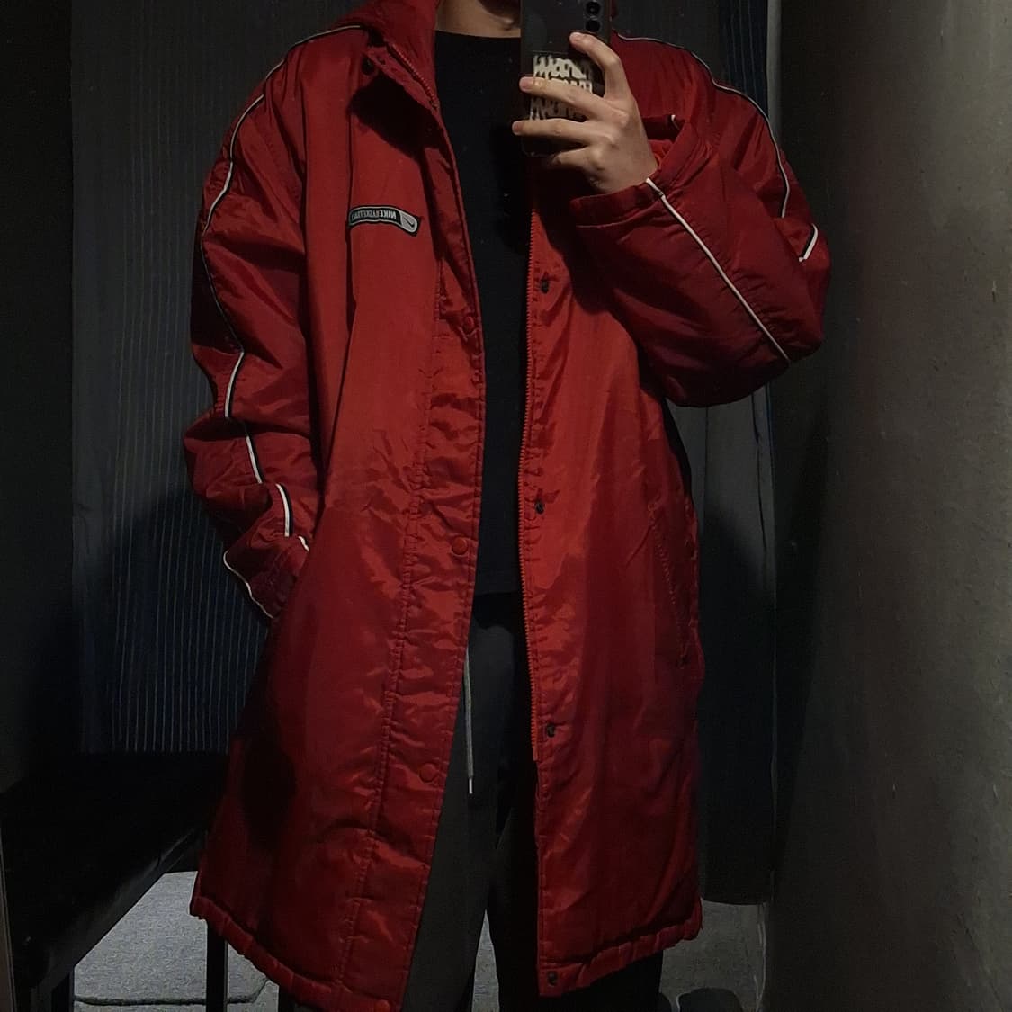 나이키 배스킷볼 00s 레드 블랙 화이트 라이닝 올드스쿨 벤치자켓 돕바 상품이미지1