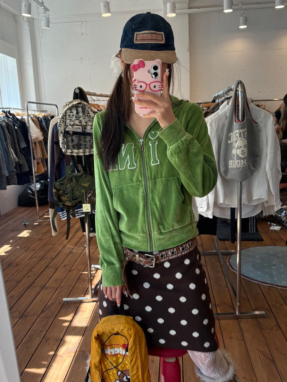 핑크 멜론 벨벳 후드집업 상품이미지2