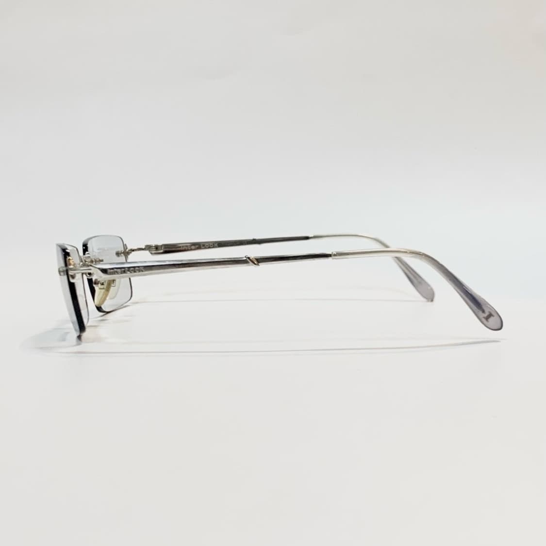 [픽키-673] 실버 티타늄 무테 안경 각진 스퀘어 투명 템플팁 상품이미지6