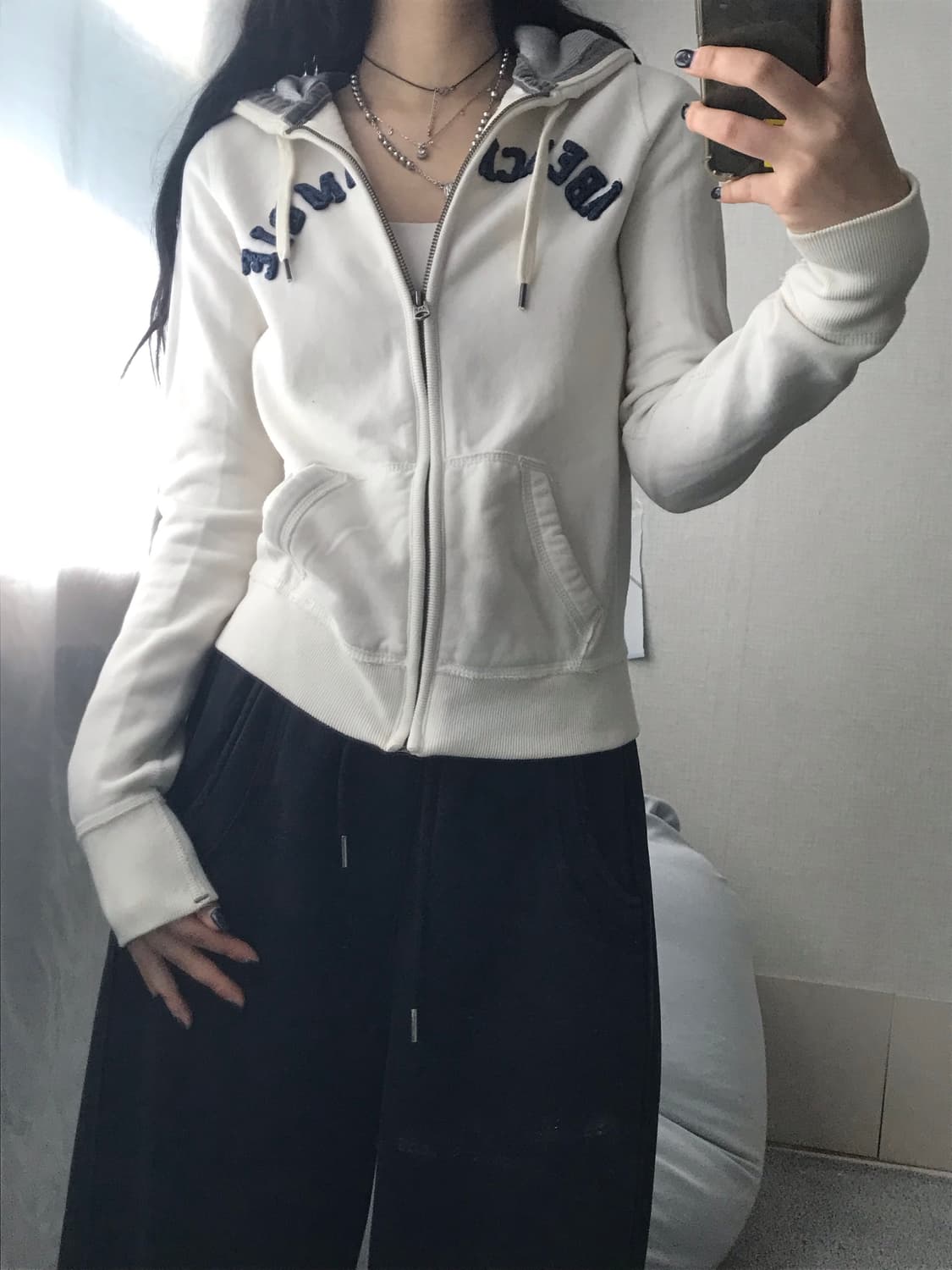 아베크롬비 아이보리 딱붙핏 후드집업 상품이미지6