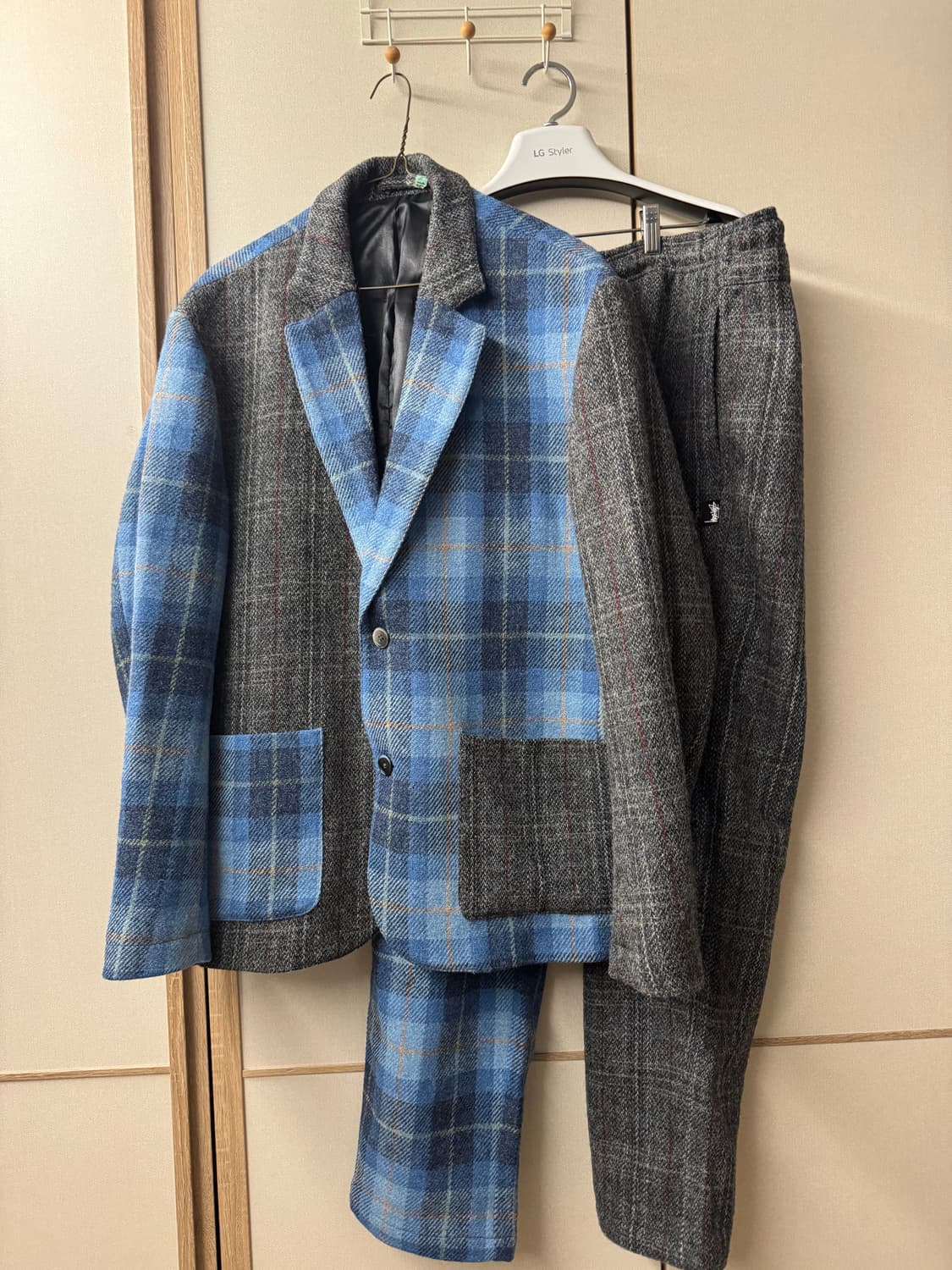 스투시 x 해리스트위드 체크 셋업 상품이미지1