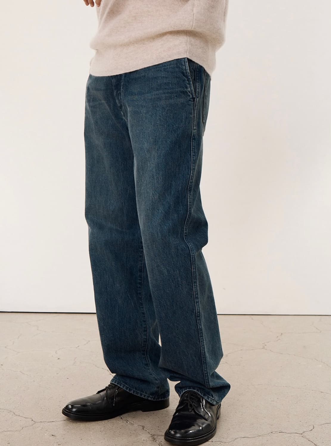 [2] 포터리 원워시드 와이드 데님 딥블루 상품이미지3