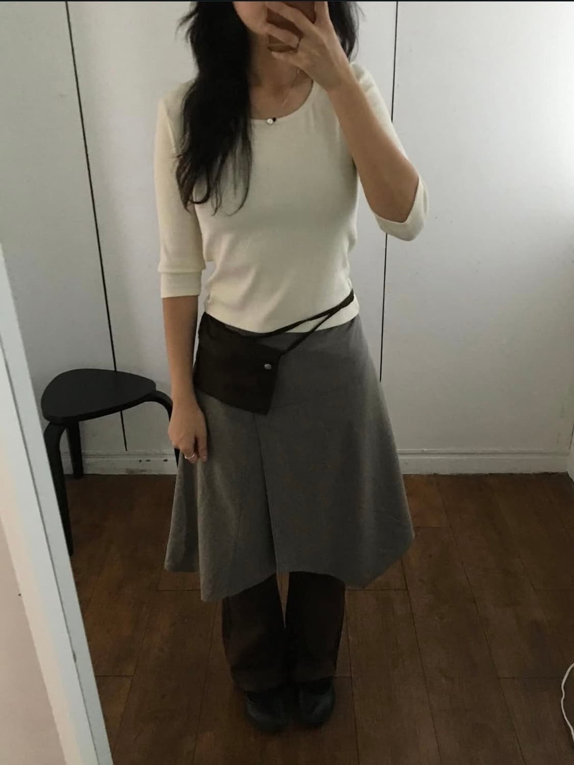 새상품 Shop.fiebre 언발 미디 스커트 (블랙 상품이미지1