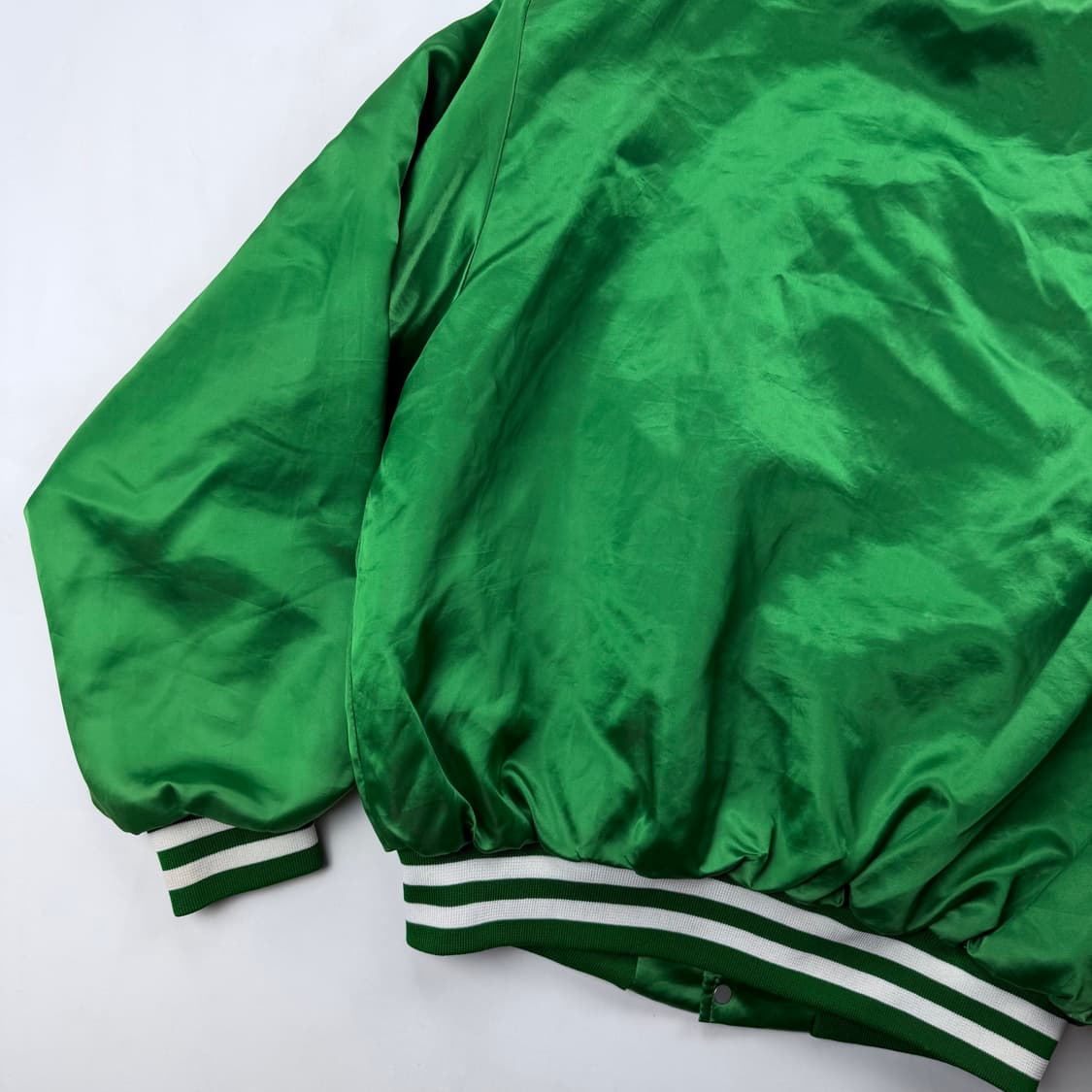 90s swingster 하와이 그린 새틴 봄버 자켓 상품이미지6