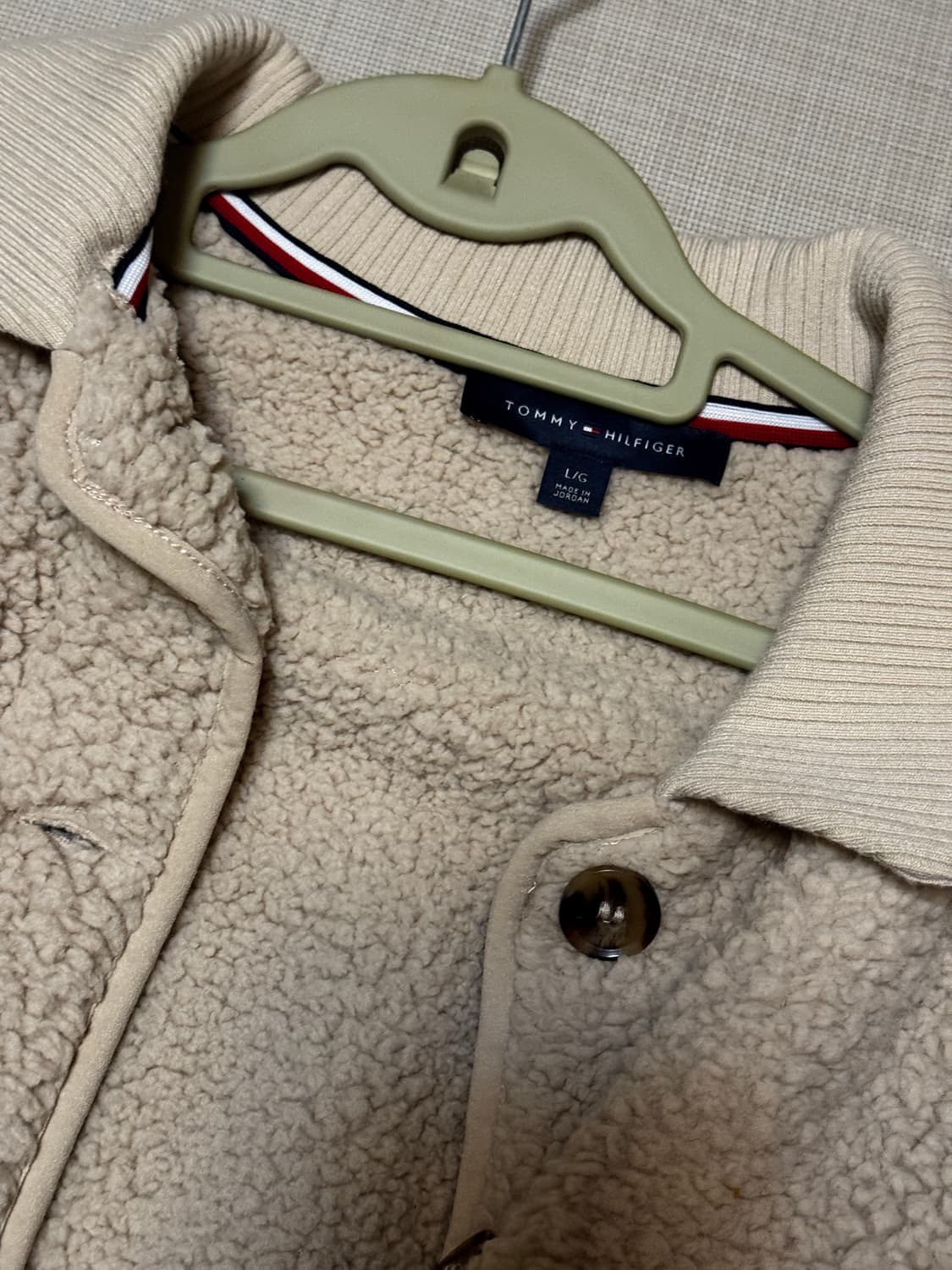 tommy hilfiger 타미힐피거 베이지 버튼형 뽀글이 후리스 L  상품이미지1