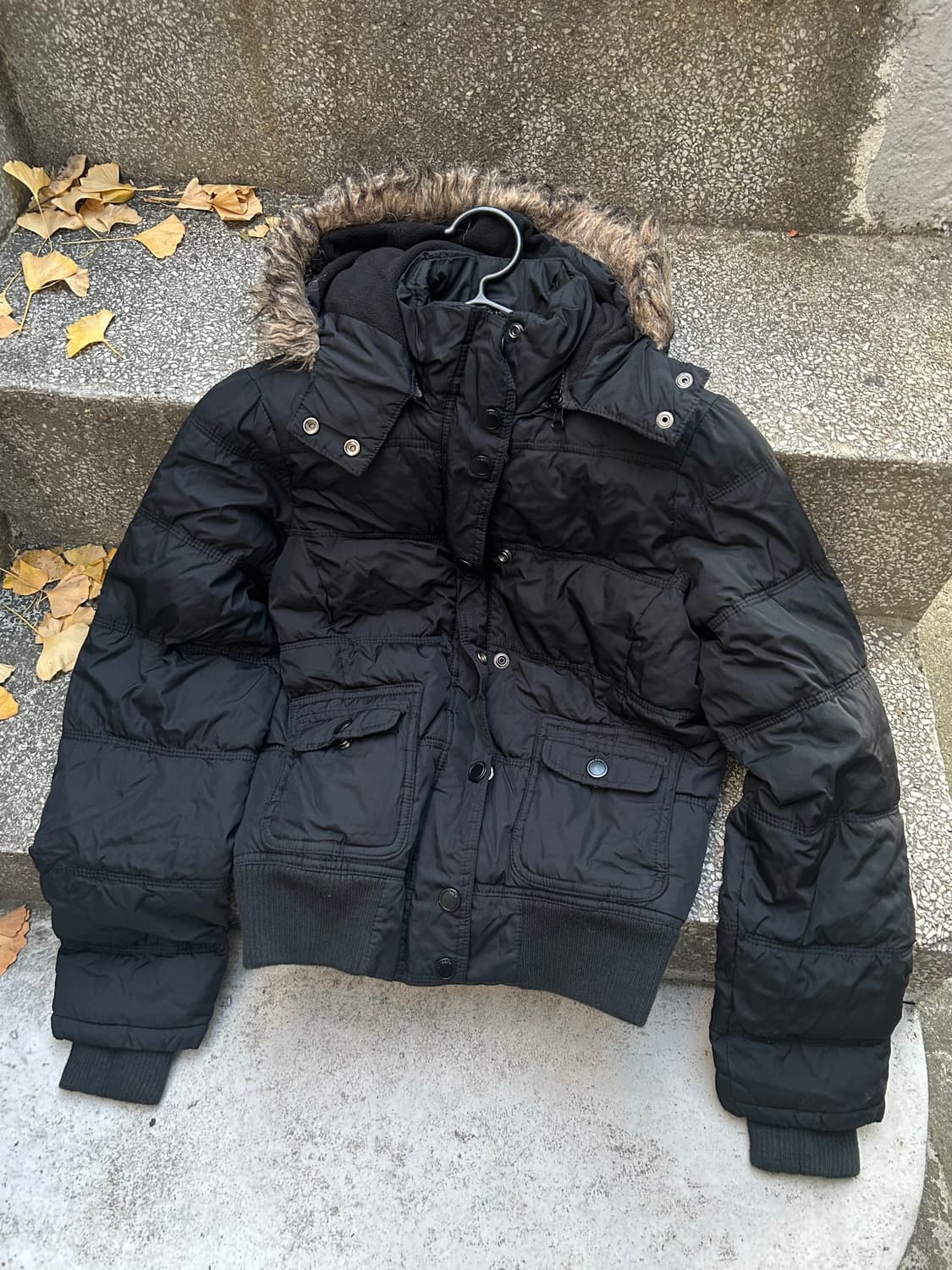 *rare design* 2000s y2k 울프죠 블랙 퍼 패딩 상품이미지2