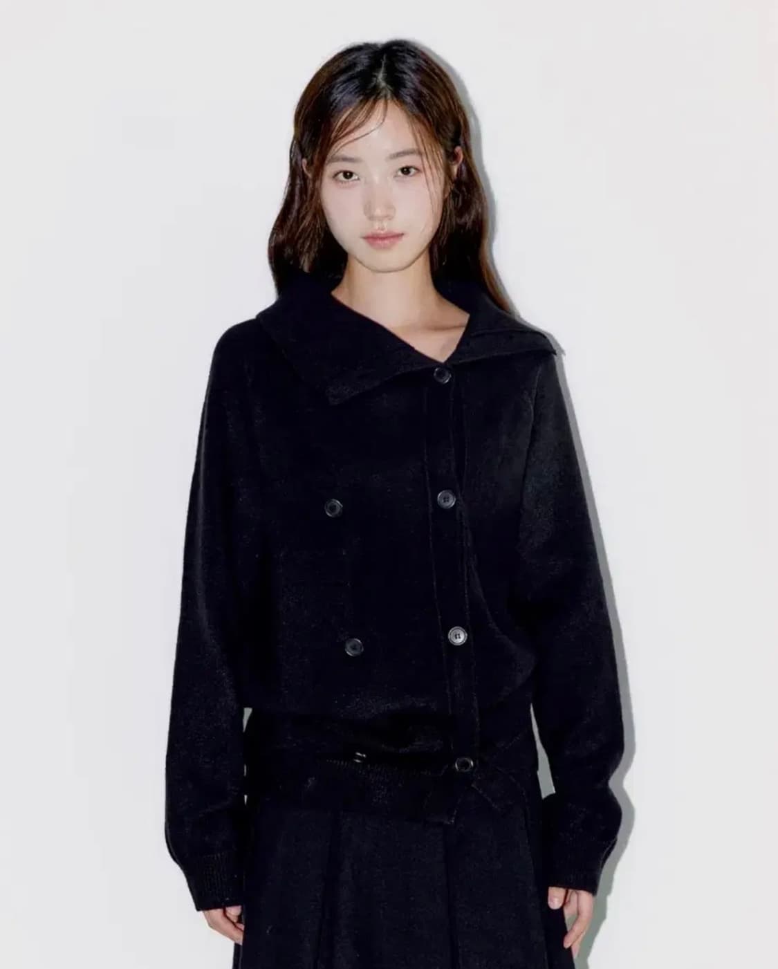 오피쉬 가디건 TWIN BUTTON CARDIGAN, BLACK 상품이미지1