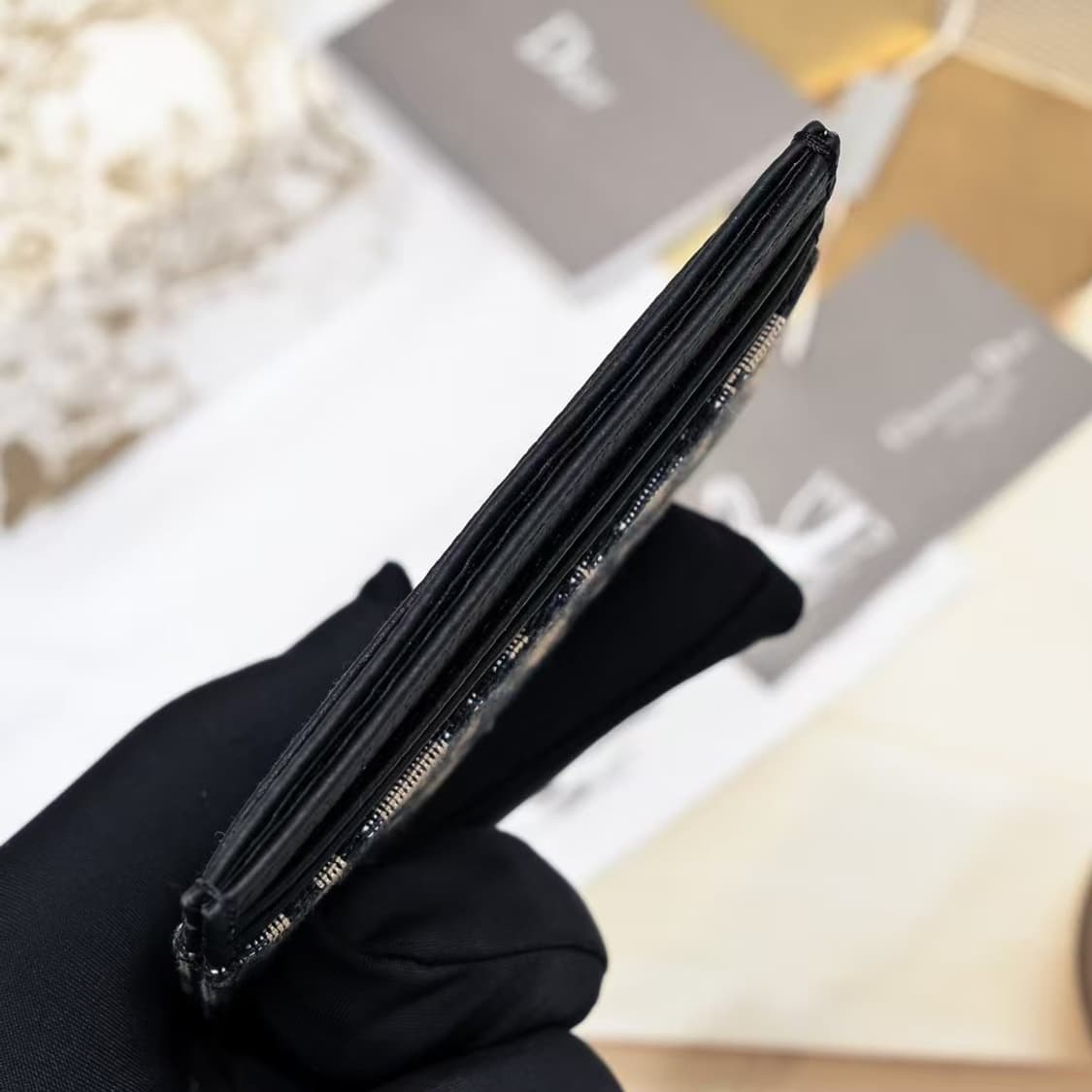 디올 카드 홀더 베이지 & 블랙 디올 오블리크 자카드 상품이미지6