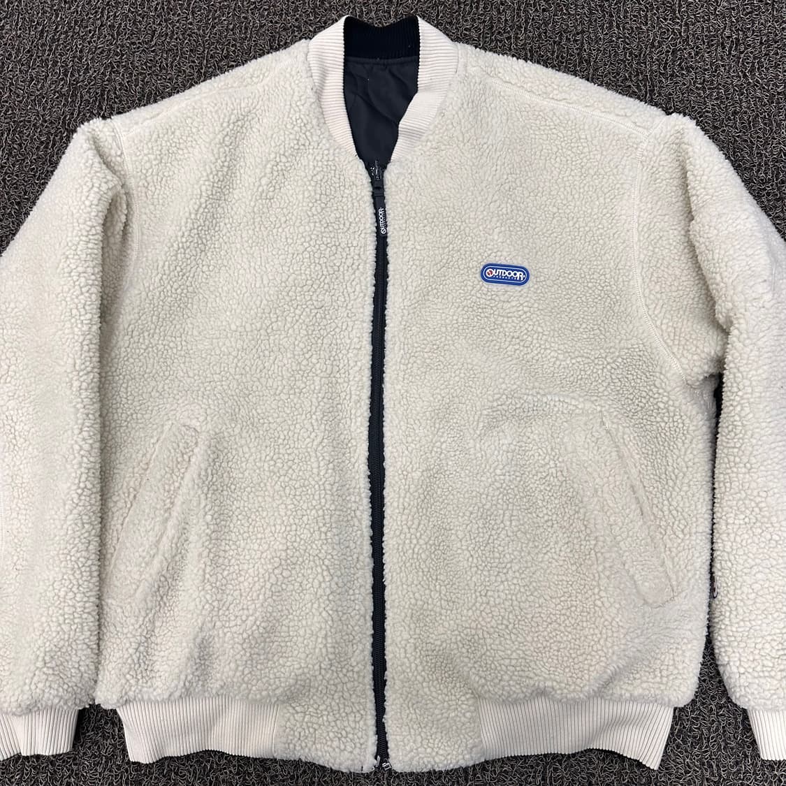 OUTDOOR 아웃도어 아이보리 뽀글이 털 후리스 양면 점퍼 M 상품이미지2